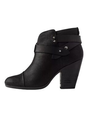 Rag & Bone Black Leather Harrow Boots Size 38 Edgy Moto Biker